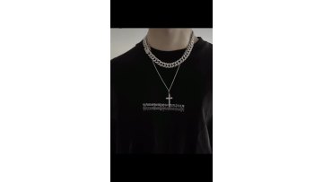 Hip hop mens cuban link chain necklace silver and 18K gold bracelet anklet iced out stainless steel cuban link chain moissanite1