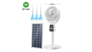 7‘’ Solar Rechargeable Standing Remote Fan with Bulbs-7641