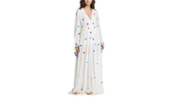 Elegant V Neck Sequin Stars Tassel Drawstrings Maxi Dress Women Long Sleeve1