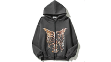 Custom Skeleton Print Retro  Fleece Zip Hoodies Mens High Street  Oversized Casual Hooded Sweatshirts1