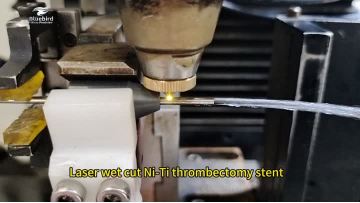 Laser wet cut Ni-Ti thrombectomy stent
