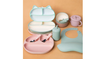 Complete Silicone Baby Cartoon Bowling Feeding Set Silicone1