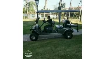 4+2 seat silver gray gasoline off-road golf cart action video.mp4