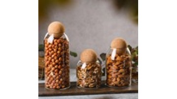Customized by manufacturer Bottle Hot Sale Price Glass Storage Jar With Wooden Lid Candy Food Cookie Jar1