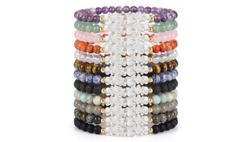 4mm Round Bead Chip Crystal Stretch Stone Bracelet-SB3144-MV2