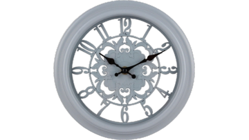 Minimalist White Wall Clock: Hollow-Cut Arabic Numbers & Delicate Inner Floral Decor
