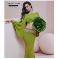 2020 winter new belly dance practice clothes loose jacket fishtail long skirt female adult elegant performance costume