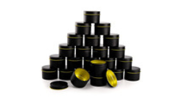 2oz, 4oz, 8oz, 16oz Recycled Metal Round Tin Candle Containers with Lids - Black Metal Candle Tins1