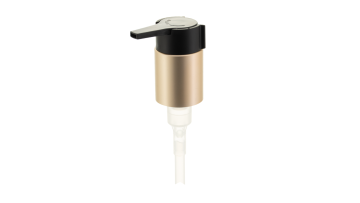 24/410 matte gold lotion pump with black extended reach actuator