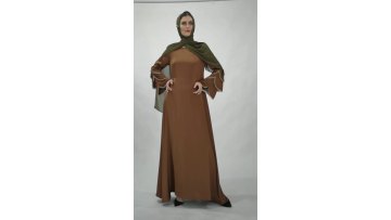 High Quality Islamic Clothing Dubai Abaya  Muslim Dress Round Collar Kurthis for Women Longines Lyre1