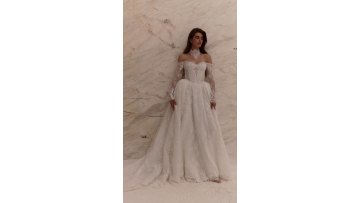 Dreamy off-the-shoulder princess gown crafted