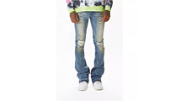 Wholesale Custom New Fashion Baggy Stacked Paint Splatter Pants Men Jeans1