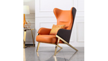 Modern Living Room Leather Armchairs Comfortable Wingback Stainless Steel Leg Chairs1