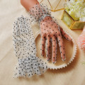 Short Wedding Gloves For Bride White Black Dot Lace Tulle Gauze Transparent Bridal Gloves Women Party Prom Dresses Mesh Gloves