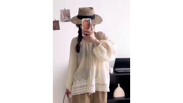 Shirt lace stitching long-sleeved 