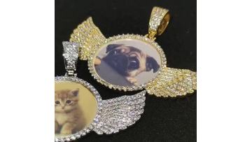 Wholesale Custom Angel Wing Gift Photo Pendant  Memory Locket Picture Necklace Pendant Chains Jewelry1