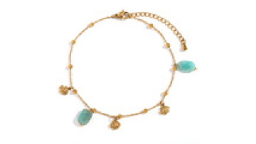 8003 Hot Sale Summer Beach Ocean Blue Stone Fish Anklet Chain for Women1