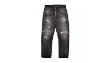 New Design Distressed Washed Screen Printed Jeans Straight Leg Men Custom Jean Pant1
