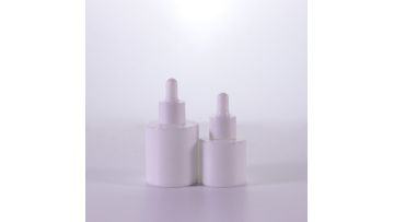 Premium flat shoulder opal white glass dropper bottle