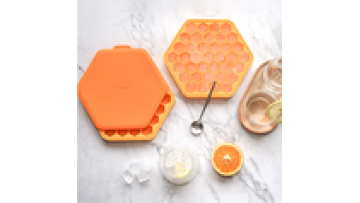 Silicone 37-cell polygonal honeycomb ice mold with lid  home ice box with cover set large capacity BPA free1