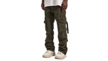 High Street Fashion Mens Flare Cargo Denim Jeans Men Custom Pants1