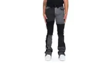 Custom Vintage Washed Men Jeans Customized Grey Black Stitched Stacked Trousers Skinny Men Denim Stacked Jeans1