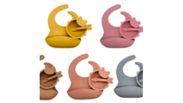 ToddlersWholesale Three In One Set Baby Feeding Soft Silicone Baby Bib Bowl And Spoon1