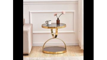 compact sofa table Dual-Tempered Glass & Gold Accent