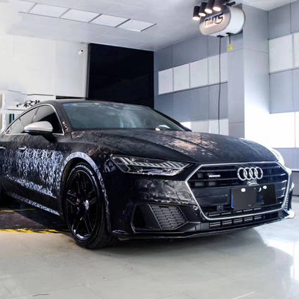 3D Black Carbon Fibre Car Wrap Silicone coated with air channels 1