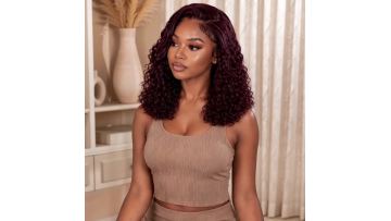 14 Inch 13x4 HD Lace Frontal Kinky Curls 150% Density 99J Human Hair Glueless Wig