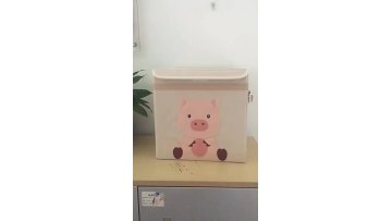 Cute Kids Toy Organizer Baby Clothing Foldable Storage Box & Bin, Collapsible Fabric Storage Cube Boxes with Animal Embroidery1