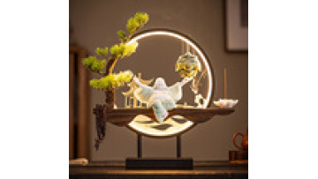 Luxury Buddha Statue with Waterfall Backflow Incense Burner - Home Decor LED Light Ceramic1
