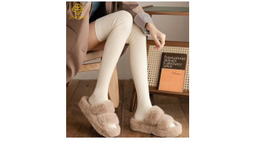 Japanese thick vertical striped solid color long socks