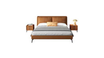 Modern style bedroom furniture with soft bag headboard Genuine leather storage bed for sale wooden bedding set1
