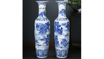 Factory Wholesale Price High Quality Landscape Hand Painting Household Ceramic Large Vase Blue and White Luxury Flower Pots H 0.9m 1.2m 1.4m 1.6m 1.8m1