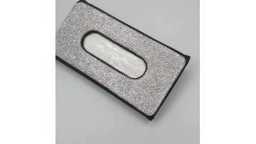 Bling Bling Car Sun Visor Tissue Box Holder Crystal Sparkling Napkin Holder PU Leather Backseat Tissue Case Car Accessories1