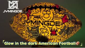 size 6 led glow in the dark american football with cartoon logo for teens