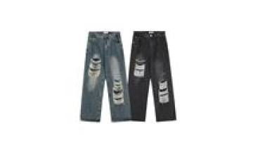 Manufacture OEM Custom streetwear stack denim pants cotton baggy stacked jeans men1