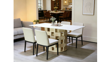 BR-25F02 Modern Ceramic Dining Table Featuring Sleek Geometric Legs