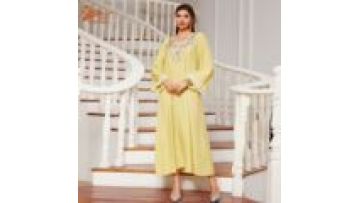 Uni Customization Applique Floral Embroidery Comfortable Fabric Long Sleeve Loose Abaya Elegant Daily Party Gulf Clothing1