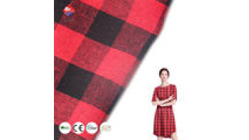 Hot Selling Polyester Cotton Blend Ping Grain Red and Black Check Yarn Dyeing Fabric1