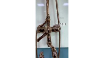 Rose Gold Wall Mounted Exposed Shower Set With Long Spout