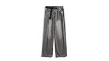 custom loose fit pants high quality vintage faded effect black baggy wide leg jeans for men1