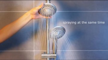 High Pressure 5-Settings Shower Head with Handheld Shower Adjustable Height Slide Bar Dual Shower Head Combo Set1