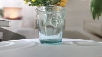 Bubble Design Recycled Glass Cup With Badge