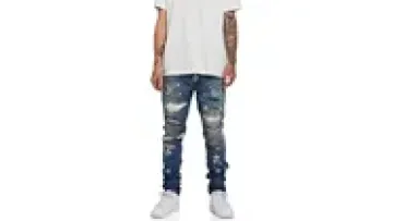 Custom Logo Men's Summer Distressed Ripped Slim Fit Denim Pants Mens jeans Pants Street Wear Pants1