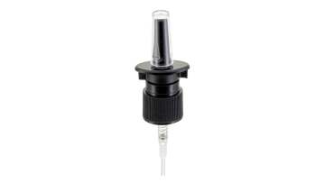 18/410 Black Ribbed Nasal Pump with Safety Clip