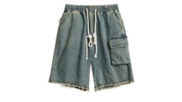 OEM Mens Acid Wash Cotton Fleece Denim Drawstring Vintage Jean Shorts for Men1