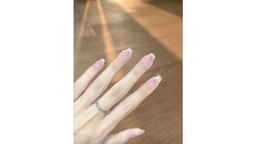 Summer French Dopamine Polka Dot Handcrafted Wearable Nails