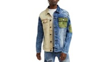 Designer Spring Two Color Patchwork Jean Jacket For Men Wholesale Custom Black Outdoor Men Ripped Vintage Work Denim Jacket1